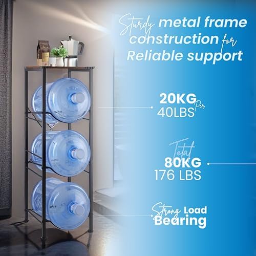 3-Tier Water Jug Rack for 5 Gallon Bottles, Heavy Duty Metal Water