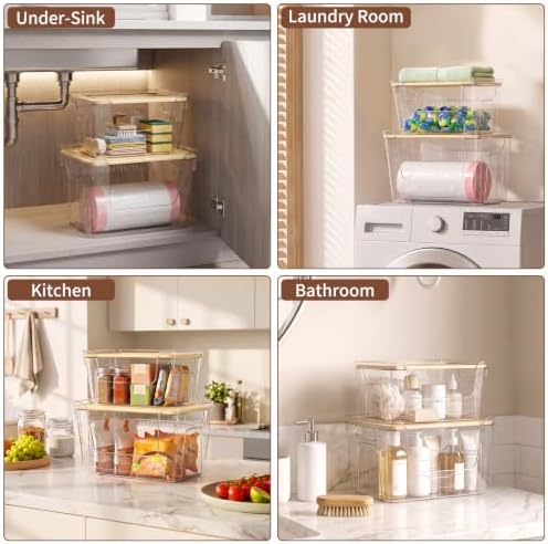 2 Pack Trash Bag Dispenser Stackable Clear Trash Bag Holder w/ Plastic