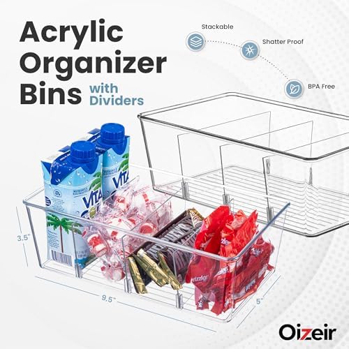 Oizeir Clear Pantry Organizer Bins, 8-Pack