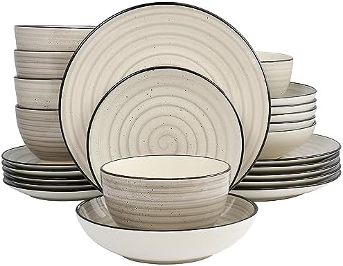 Elama Gia 24 Piece Stoneware Dinnerware Set (Cream)