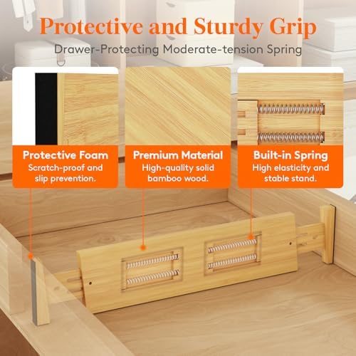 Lifewit 4" High Dresser Drawer Dividers, Adjustable Bamboo Drawer