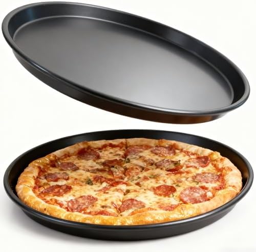 12 Inch Pizza Pan for Oven, 2 Pack Nonstick Aluminum Pizza Baking Tray