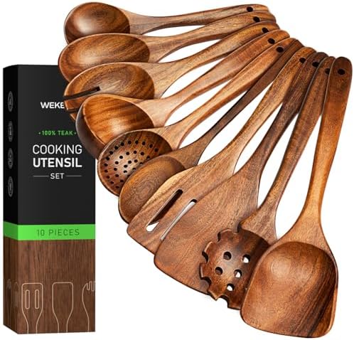 10-Piece Teak Wooden Utensil Set