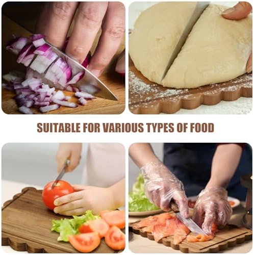 3 Pcs Acacia Wood Scalloped Cutting Boards for Kitchen