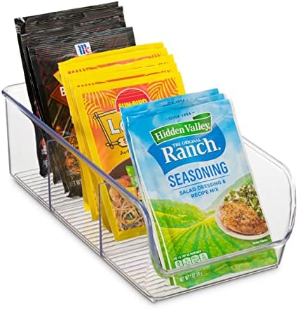 Set Of 4 Food Storage Organizer Bins - Divided 3 Compartment Kitchen