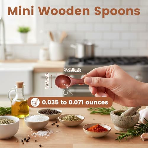 HANSGO 10PCS Small Wooden Spoons, 3.25 Inch Wooden Teaspoons, Cute