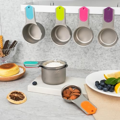 Stainless Steel Magnetic Measuring Cups Set of 5 for Cooking & Baking