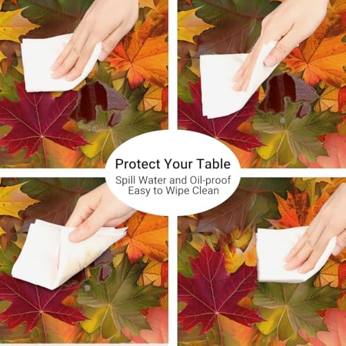 Pardick Maple Leaves Round Fitted Tablecloth with Elastic 40-44In