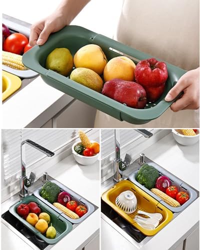 NIWWIN Collapsible Kitchen Colander Strainer, Expandable Over the Sink
