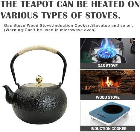 40.6oz Cast Iron Teapot, Black, with Infuser