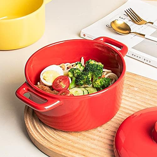 Chicken Salad Bowl Set Of 4 Ceramic Soup Bowls with Handles, Ceramic