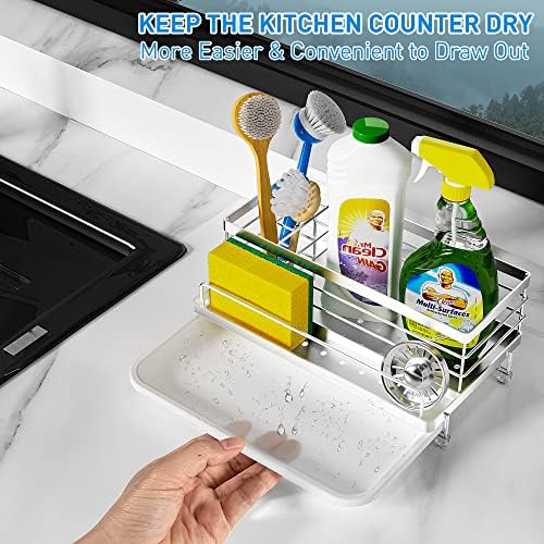 Cisily Stainless Steel Sponge Holder for Kitchen Sink, with Drip Tray