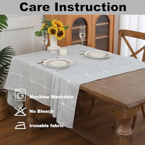 Gernaice Plaid Cotton Linen Rectangle Tablecloth 36" x 55" Grey