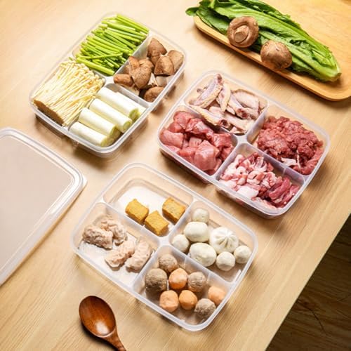 Mikinona Divided Bin with Lids 2pcs Plastic Fridge Food Box Xmas