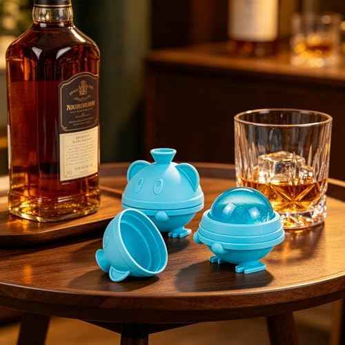 2 Pack Silicone Ice Ball Maker Mold for Whiskey, Large Sphere Ice Cube