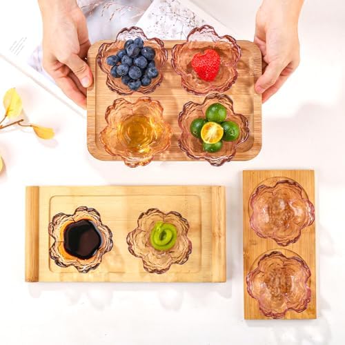 WHJY 5 pack Cute Sauce Dishes Glass Dish Set for Soy Sauce Snacks Tea
