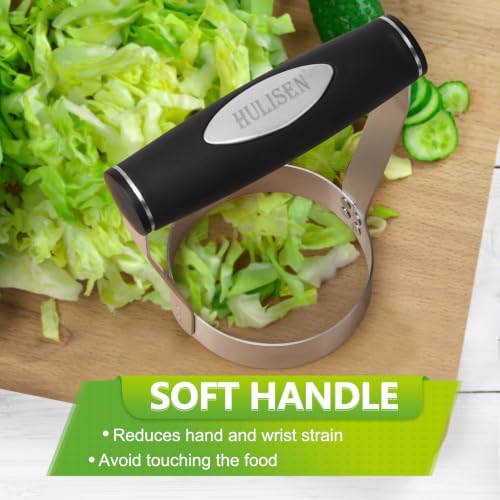 HULISEN Food Chopper Manual Hand, Stainless Steel Hand Chopper, Plain Edge