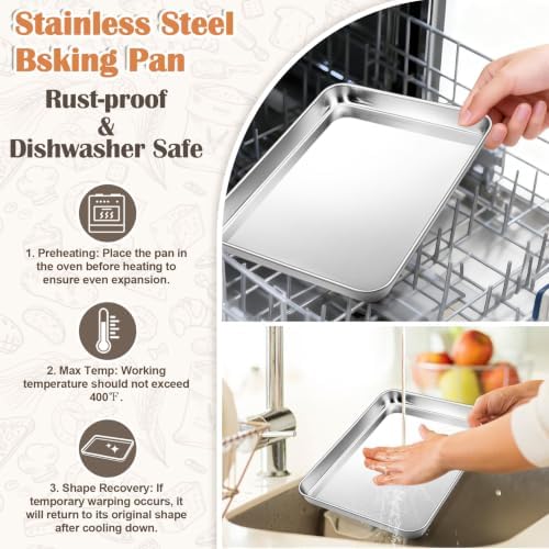 12.5"x9.7"Baking Sheet Pan(2Pcs), Joyfair Stainless Steel Toaster Oven
