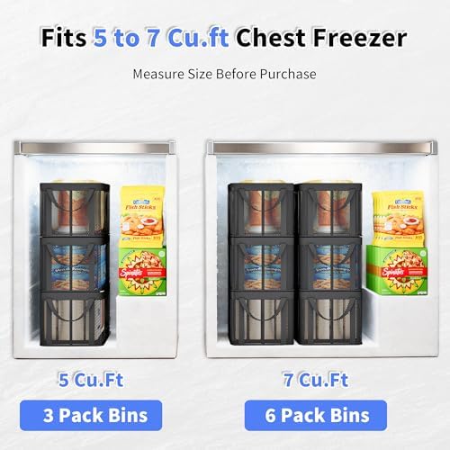 Aokeyee 4 Pack Large Deep Freezer Organizer Bins