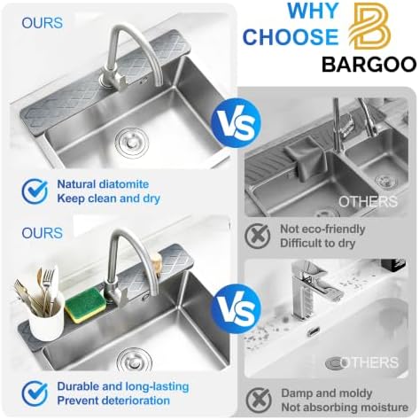 Faucet Mat for Kitchen Sink, Splash Guard with Cup Coaster