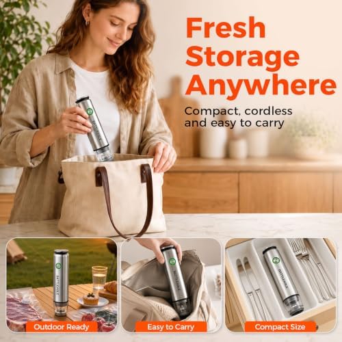 Handheld Vacuum Sealer for Food, 30 Reusable Bags