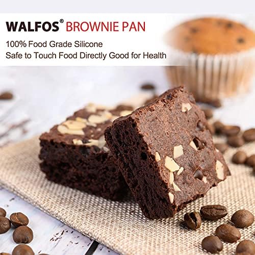 Walfos Mini Silicone Brownie Pan - 2 Piece 6-Cavity Non-stick Square