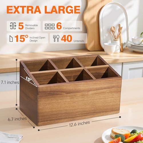 Utensil Holder, Large 6-Compartment Kitchen Utensil Organizer