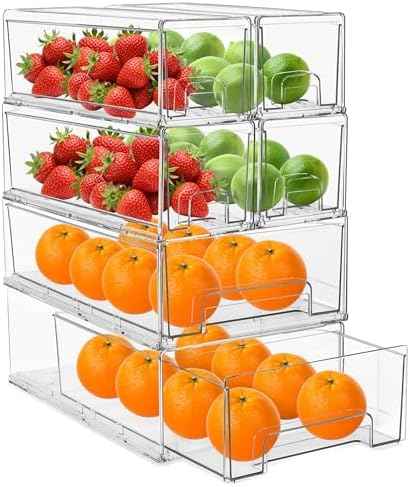 Sorbus Fridge Drawers - Clear Stackable Pull Out Refrigerator