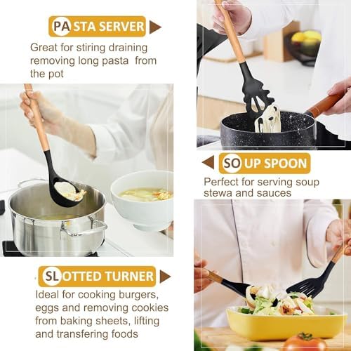 Kitchen Utensils. Set of 3, Silicone Cooking Utensils Set