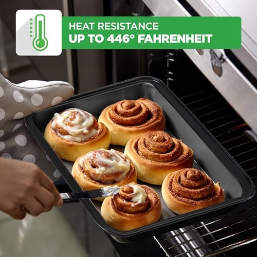 10-Piece Nonstick Bakeware Set - PFOA PFOS PTFE Free Food Grade Safe Carbon Steel Baking Tray Set - Oven Safe Up to 446°F, Pizza, Loaf, Muffin, Round/Square Pans, Cookie Sheet, Etc - NutriChef NCBS10S