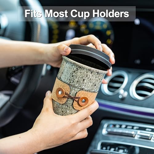 Ceramic Coffee Travel Mug Tea Cups with Lids, Travel Coffee Tumbler
