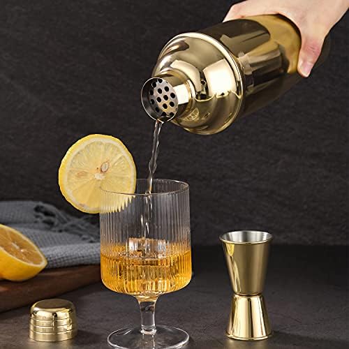 LUCKYGOOBO Cocktail Shaker,24oz Martini Shaker,Drink Shaker Mixer,Gold