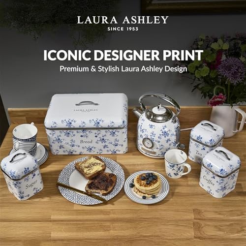 Laura Ashley China Rose Large Bread Box for Kitchen Countertop - Breadbox