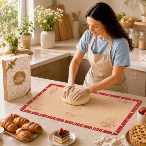 Extra Thick Silicone Baking Mat with Recipes - 26x16 inch Non Stick