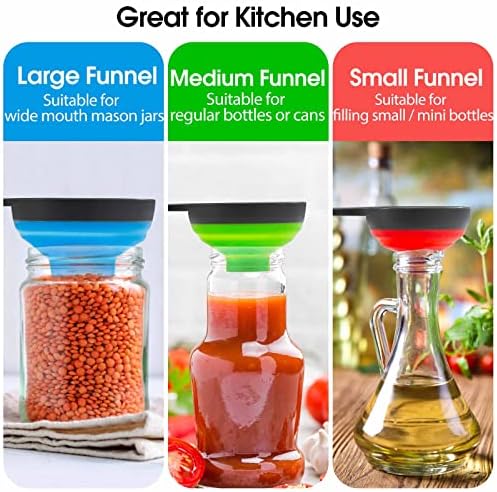 Kalave Canning Funnel with Strainer, Food Grade Silicone Collapsible