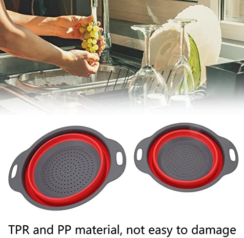 2Pcs Basket Collapsible Colander, Round Silicone Kitchen Strainer Set