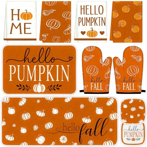Tieshankao 10PCS Fall Pumpkin Kitchen Decor Set for Home, Baking Gifts