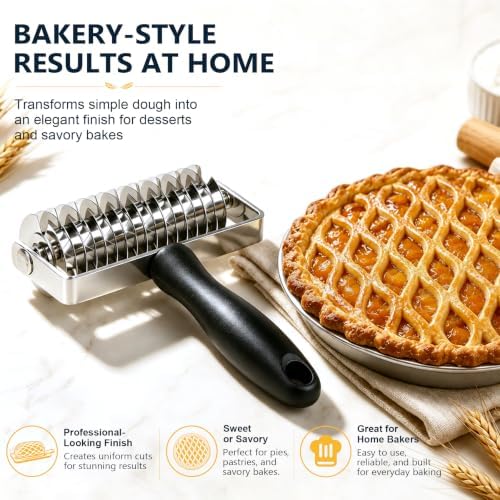 Pastry Lattice Roller Cutter, Stainless Steel Dough Lattice Cutter for