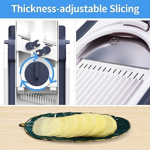 5-in-1 Safe Vegetable Mandoline Slicer, Adjustable Thickness