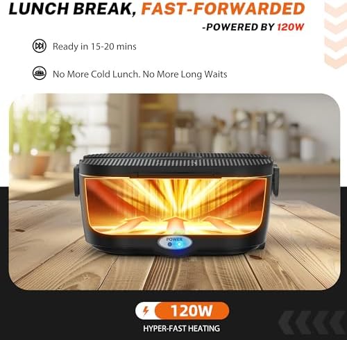 Heated Lunch Box, 120W, 1.5L Stainless Steel Container
