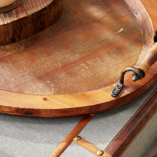 Deco 79 Wood Living Room Decor Tray Large Oval Ottoman Tray with
