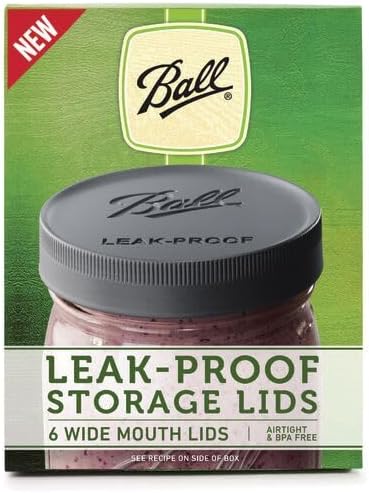 Ball Plastic Lids for Glass Mason Jars, Wide, 6 Count (Pack of 2)