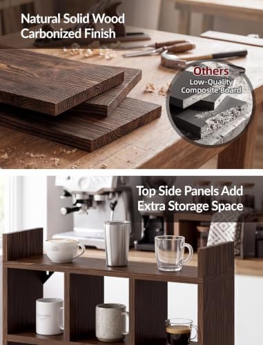 NiHome Mug Holder, Coffee Cup Rack, 9 Cups Wood Wall Mount Display