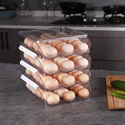 Sooyee 4-Layer Rolling Egg Container, Clear