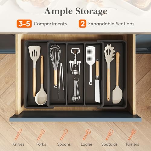 Lifewit Utensil Organizer, Adjustable Kitchen Drawer Organizer