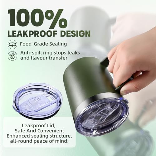 12oz Insulated Coffee Mug with Handle, Stainless Steel Wide Mouth