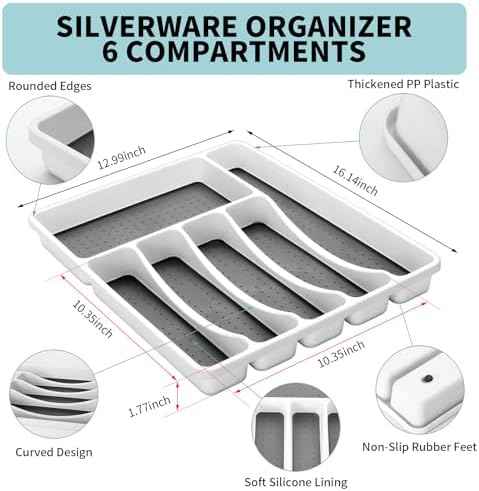 53PCS Black Silverware Set for 8 with Flatware Drawer Organizer, Stainless Steel Cutlery Set with Steak Knives, Include Spoons and Forks Set & Serving Utensils, Mirror Polished, Dishwasher Safe