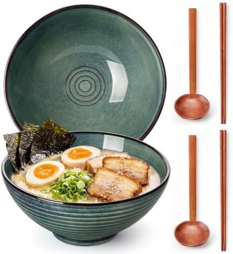 vancasso 45 oz Large Ramen Bowls Set of 2, Japanese Ceramic Noodle