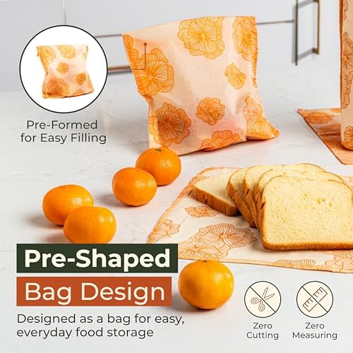 8 Pack Reusable Beeswax Food Storage Bags