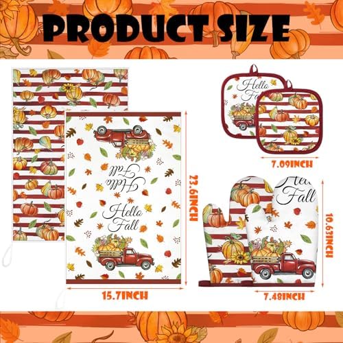 Qinyoung 6-Piece Pumpkin Pot Holders and Oven Mitts